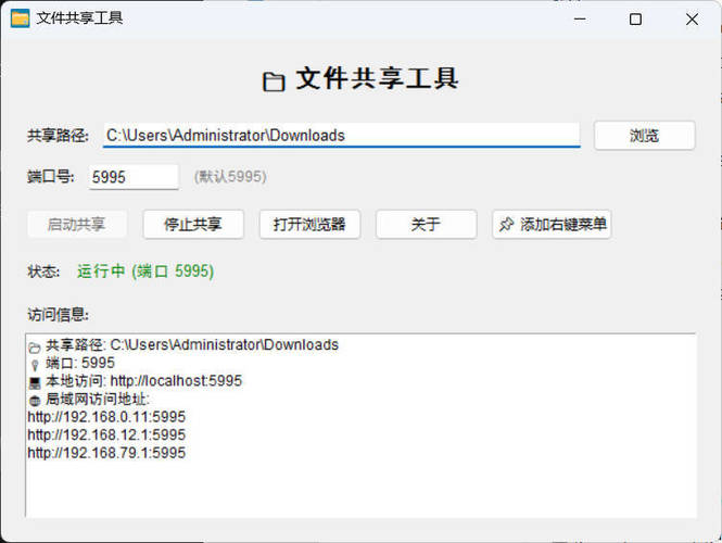 局域网文件共享工具 v1.0 程序+源码